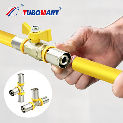أدوات أنابيب PEX النحاسية القياسية الأوروبية اللون الأصفر 1/2''-2'' النحاس PEX Al PEX أدوات الضغط للأنابيب الغازية