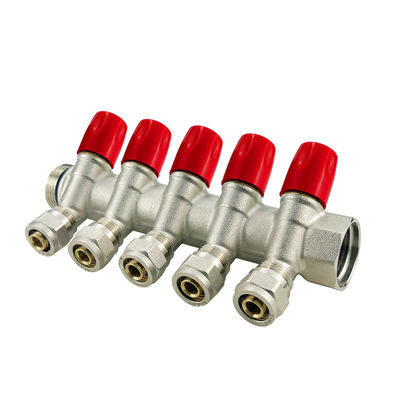 OEM 2-6ways Brass Pex Manifold حجم مخصص / وسائل الحرارة العادية لأجزاء تسخين الأرض