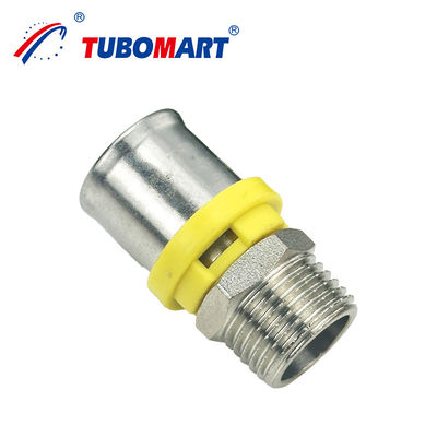 Tubomart CW614N أدوات أنابيب الغاز 1/4-4' PN25 أدوات الضغط PEX صفراء متساوية المرفق أدوات الغاز