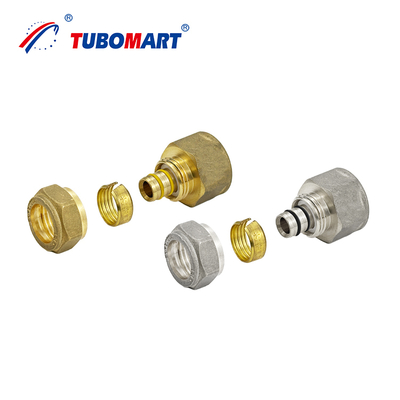 تركيبات نحاسية لولبية من Tubomart OEM لخيوط الأنابيب متعددة الطبقات PEX AL PEX، تركيبات ضغط للمياه والغاز للسباكة