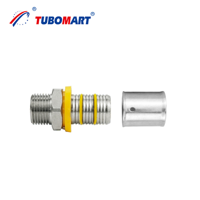 Tubomart دعم مخصص OEM النحاس PEX AL PEX التجهيزات نظام أنابيب الغاز الأصفر 16-32MM سوكت تي الكوع