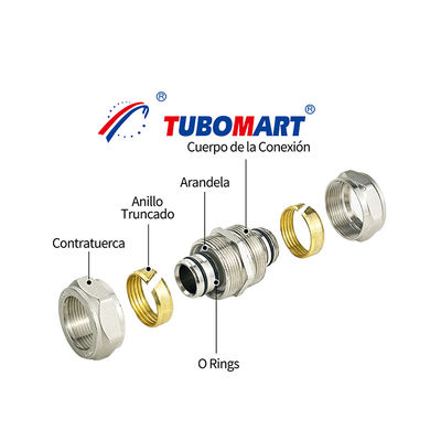 أحجام مخصصة مصابيح ضغط النحاس المسامير أنابيب الغاز لـ Pex Al Pex الأنابيب الإناث الكوع غير متساوية الاتحاد المستقيم