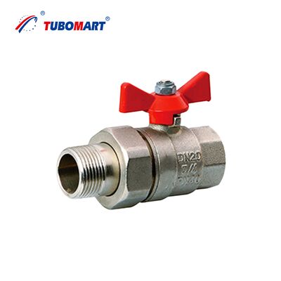 TUBOMART OEM ISO9001 Certified Brass Ball Valve Butterfly Handle Female Thread 1/2''-2'' Nickel Plated 3-Year Warranty for Water